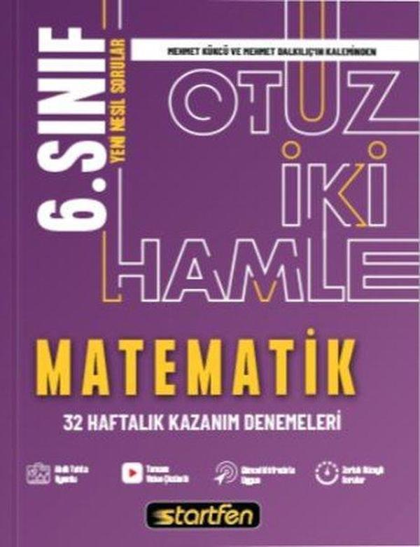 6. Sınıf Matematik 32 Hamle Haftalık Kazanım Denemeleri - Startfen Yayınları - Image 1