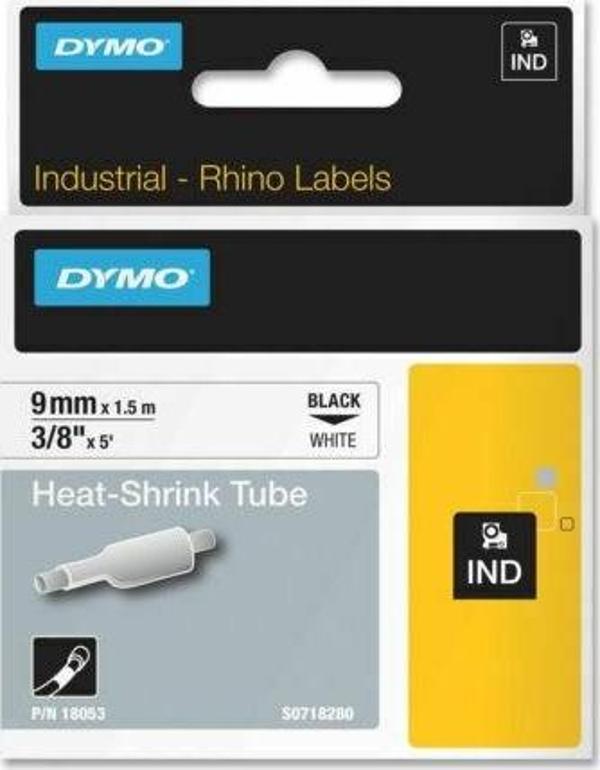 Dymo Rhinopro Isıyla Küçülen Şerit 9Mmx1,5Mt Beyaz-Siyah 18053 - Image 1