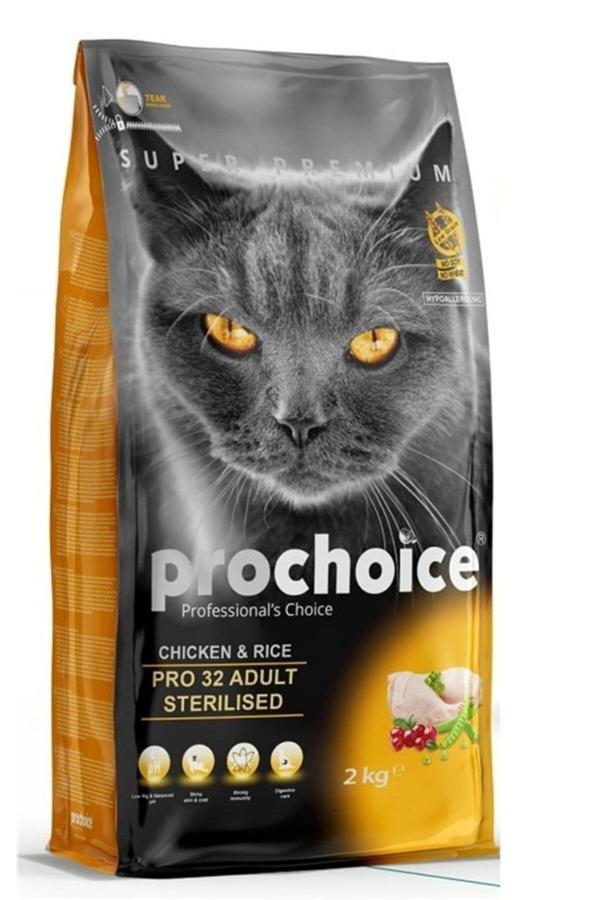 Pro Choice Pro32 Tavuklu Pirinçli Kısırlaştırılmış Kedi Maması 2 Kg - Image 1