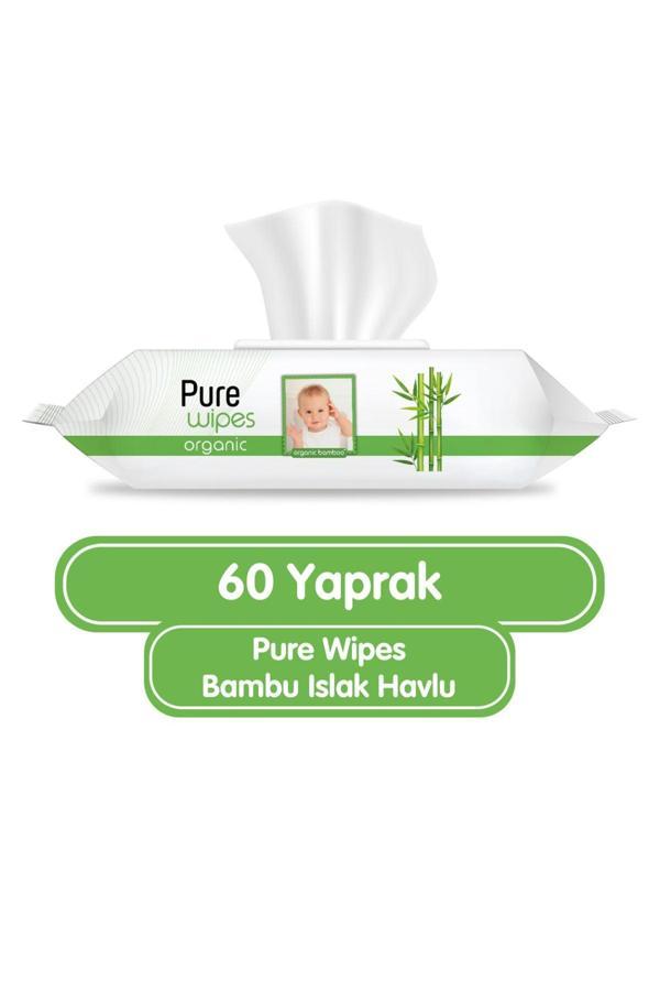 Pure Baby Organik Bambu Özlü Islak Havlu Mendil 60x6 360 Yaprak - Image 1