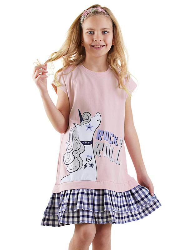 Unicorn Rock Kız Çocuk Ekose Elbise - Image 1