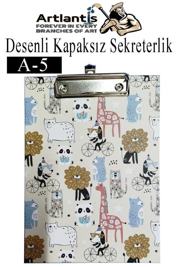 Desenli Sekreterlik Kapaksız A5 1 Adet Renkli A5 Kapaksız Sekreterlik Klipsli Metal Mekanizmalı 80 Yaprak Kapasiteli - Image 1