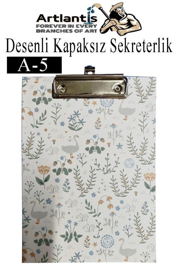 Desenli Sekreterlik Kapaksız A5 1 Adet Renkli Desenli A5 Sekreterlik Klipsli Metal Mekanizmalı 80 Yaprak Kapasiteli - Image 1
