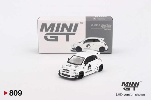 Mini GT 1/64 809 LB-WORKS x Abas Works ABARTH 595 Gara White - Image 1