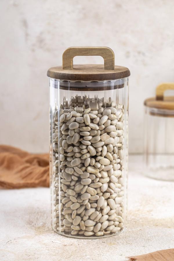 Firenza Çizgili Akasya Tutmalı Saklama Kabı 1250ml - Image 1