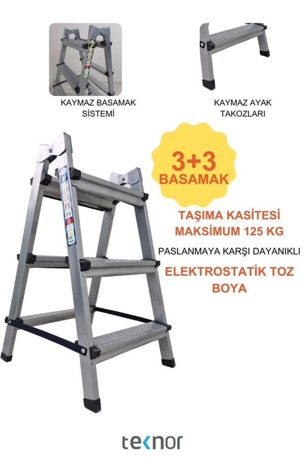 Teknor Kutlu Çift Taraflı 3+3 Metal Merdiven - Image 1