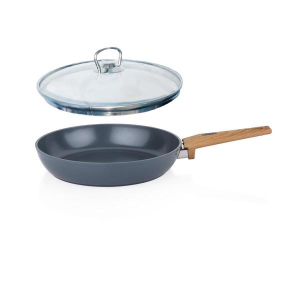 Schafer Seramik Tava 24 CM Yanmaz Yapışmaz Yüzey Cam Kapaklı - Image 1