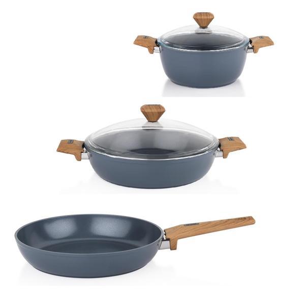 Seramik Tencere Tava Seti 24 CM Derin Tencere 26 CM Karnıyarık ve 26 Cm Tava Seti Sc ha fer - Image 1