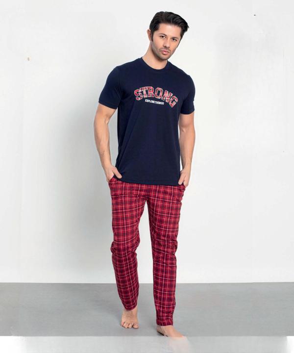 Senfoni Erkek Modal Bisiklet Yaka Kısa Kol Pijama Takımı 10354 -  1 Adet - Image 1