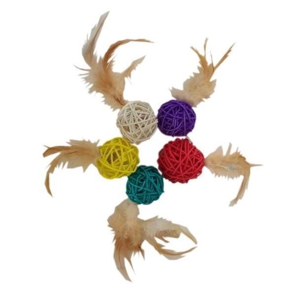 Polo Kedi Oyuncağı Renkli Hasır Toplar 4*13 cm - Image 1