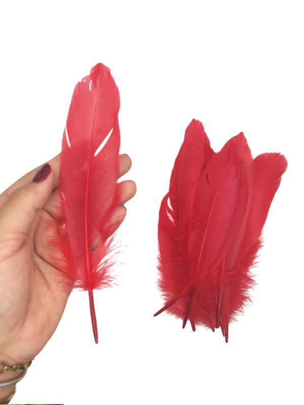 Kırmızı Tüy El İşi Tüyleri, Okul Öncesi Etkinlik Tüy 10 Lu - 1 Paket - Image 1