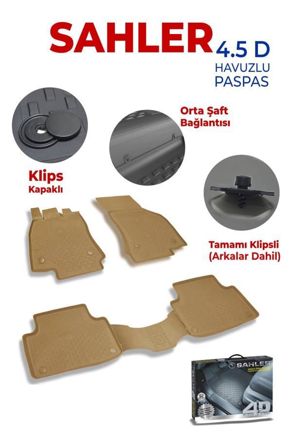 BMW F20-F21 1 Serisi 2011-2018 4.5D Oto Paspas - Havuzlu Paspas Bej - Image 1