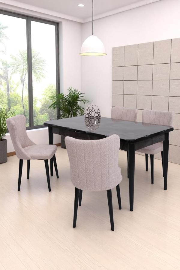 Duru Tuna Mdf Lak Panel Açılır Yemek Masa Takımı 90x160 - Image 1