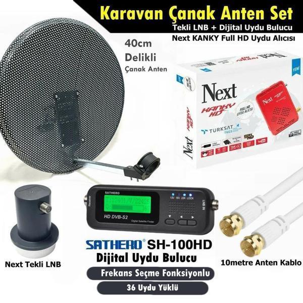 Antenci 40cm Delikli Karavan Çanak Anten Seti +Next HD Uydu Alıcısı +Sathero Uydu Bulucu - Image 1