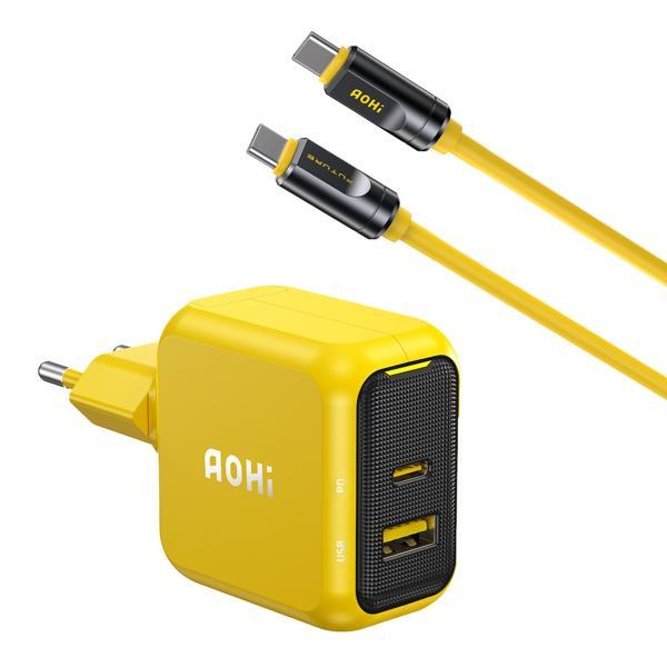 Aohi Magcube 67W 2 Portlu Şarj Adaptörü, 240W 8K Süper Hızlı Şarj/Data Kablosu Seti - Image 1