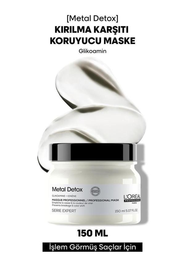 Loreal Professionnel Metal Detox İşlem Görmüş ve Yıpranmış Saçlar İçin Kırılma Karşıtı Koruyucu Maske 150 ml - Image 1
