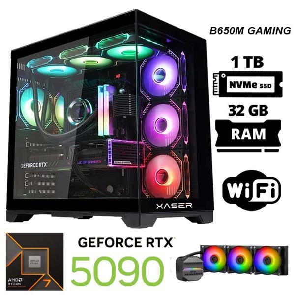 Xaser X101 Ryzen 7 9800X3D 32GB DDR5 Ram 1TB M.2 NVMe SSD 32GB RTX5090 Masaüstü Oyuncu Bilgisayarı - Image 1