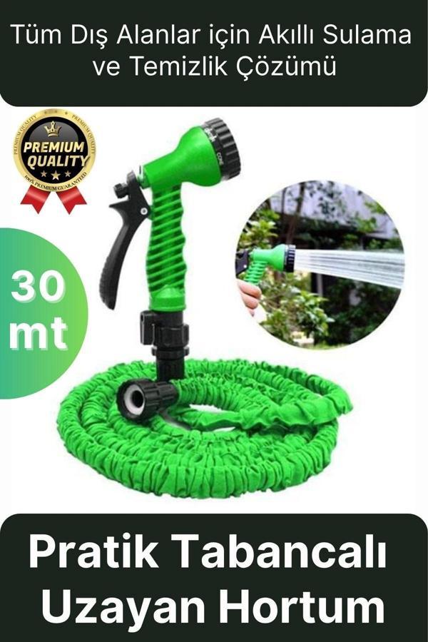 Çok Amaçlı Kırılmaz Dolaşmaz 7 Fonksiyonlu Bahçe Sulama Araç Yıkama Tabancalı Uzayan Hortum 30 Mt - Image 1