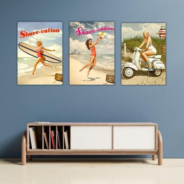 Avrupa Güzelleri Tasarımlı Retro 20 x 28 cm Mdf Duvar Dekorasyon Posteri - Image 1