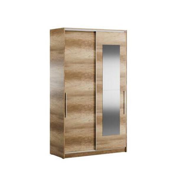 Elit Plus Aynalı Sürgülü Gardırop-Açık Ceviz (Tori) 120x207x52 cm (GxYxD) - Image 1