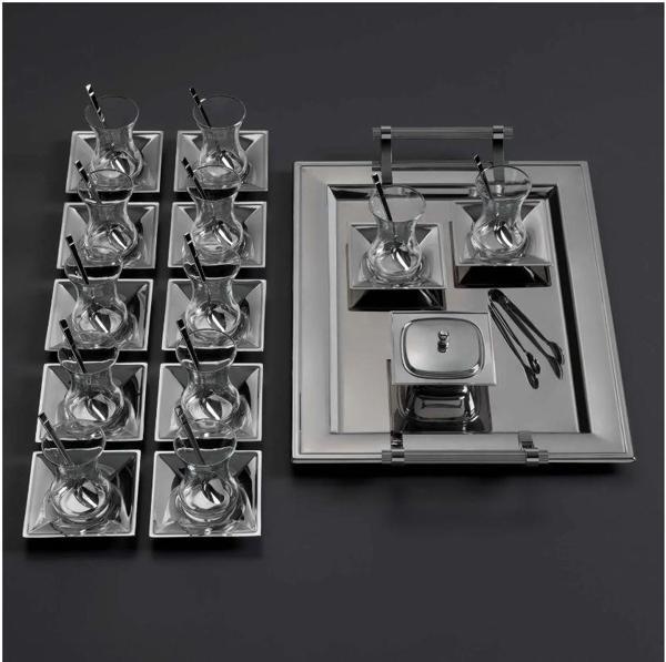 Jumbo Arezzo 40 Parça Çelik Çay Seti - Image 1