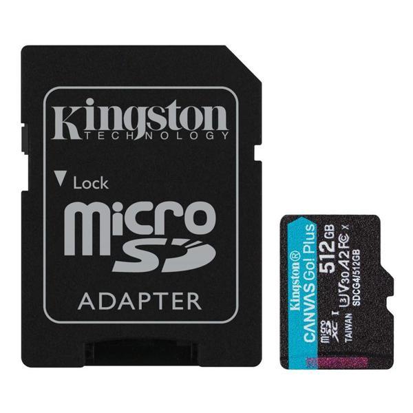Kingston SDCG4-512GB 512GB microSDXC Canvas Go Plus Gen4 200MB-s A2 U3 V30 Card + ADP Hafıza Kartı - Image 1