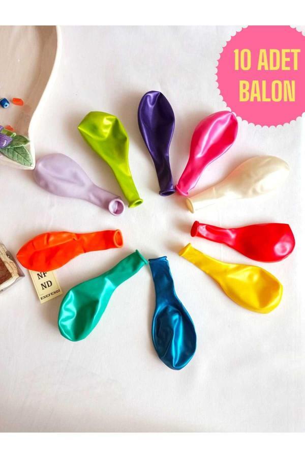Enefendi 10 Adet Balon Doğum Günü Parti Süs Eğlence 11 İnç 28 Cm Metalik Karışık Renk Hediye - Image 1