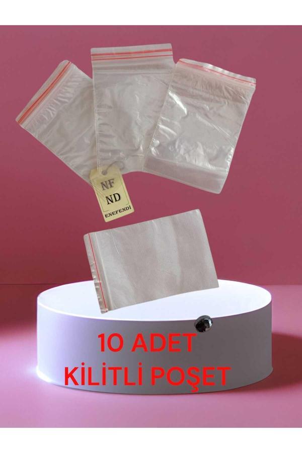 Enefendi 10 Adet Kilitli Poşet Torba Şeffaf Buzdolabı Kına Çerez Kuruyemiş Hediye Naylonu Poşeti 7X9Cm - Image 1