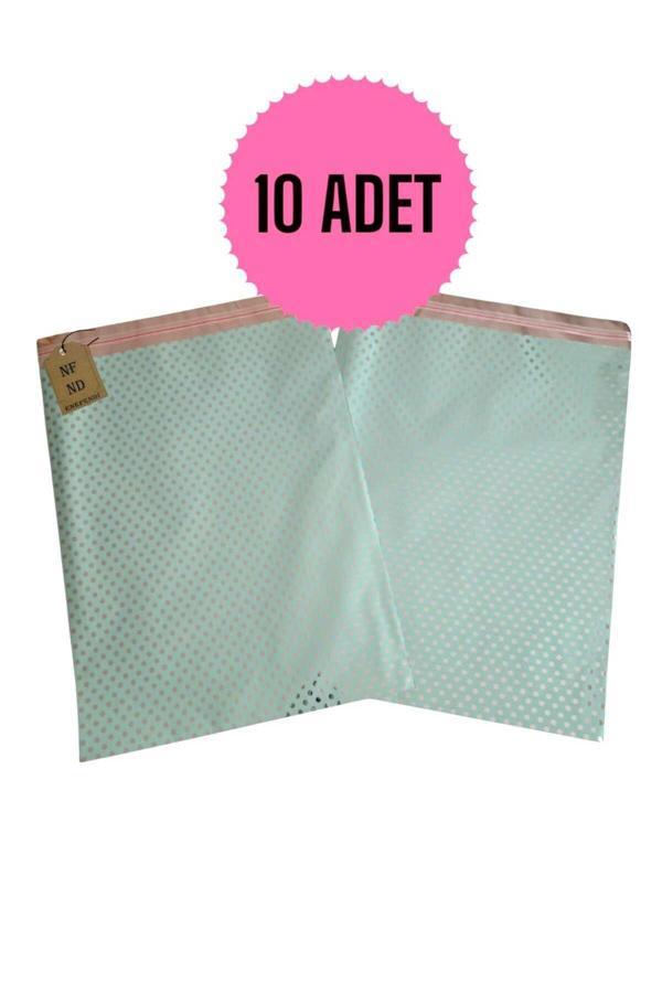 Enefendi 10 Adet Metalize Hediye Poşeti Kendinden Yapışkanlı 25X35 Yeşil (Turkuaz) - Image 1