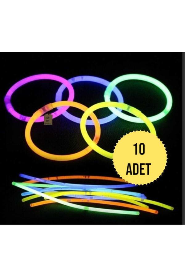 Enefendi Neon Fosforlu Parti Çubuk Fosforlu Bileklik Karanlıkta Parlayan Işık 10 Çubuk+10 Bağlantı Aparatı - Image 1
