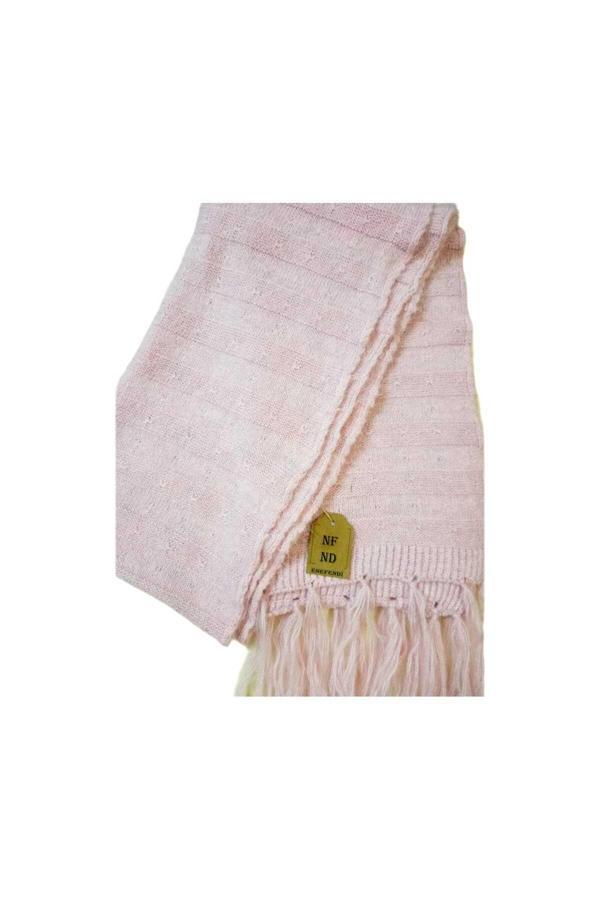 Enefendi Omuz Şalı Atkı , Örgü , Uçuk Pembe Ters Düz Makina Örgüsü , Yumuşak, Kışlık , Sıcak 55 X 195 - Image 1