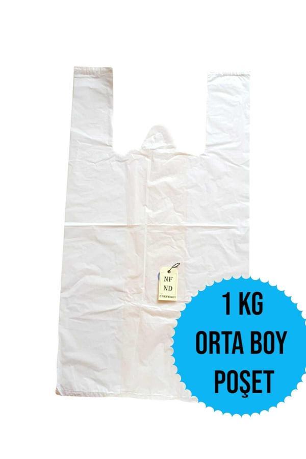 Enefendi Orta Boy 1Kg Atlet Market Poşeti Beyaz Poşet 28X52Cm Sağlam - Image 1