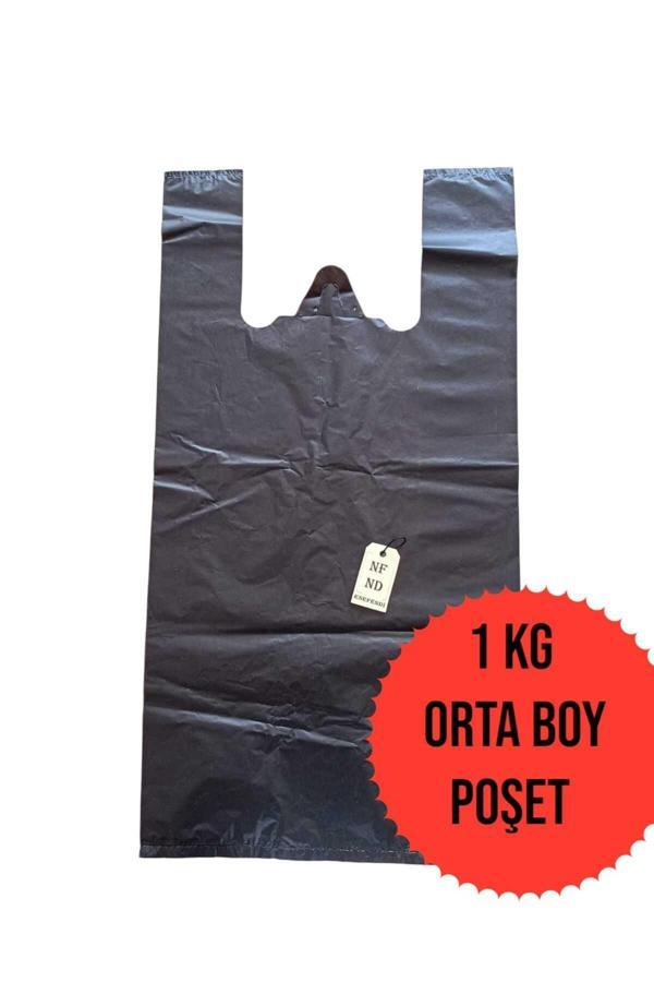 Enefendi Orta Boy 1Kg Atlet Market Poşeti Siyah Poşet 28X52Cm Sağlam - Image 1