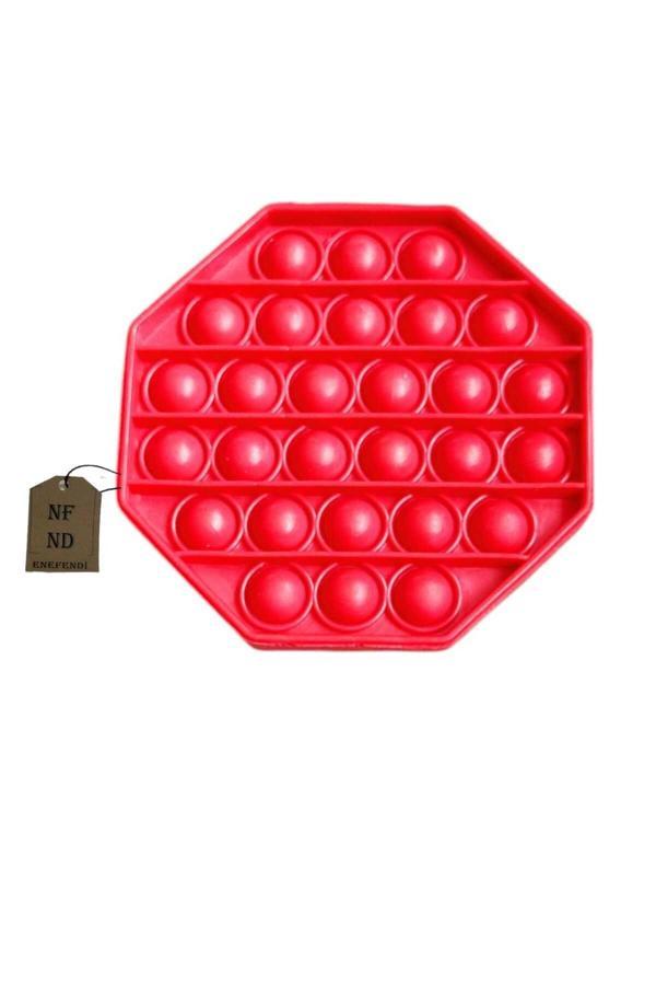 Enefendi Pop İt Push İt Stres Oyuncağı Buble Fidget Duyusal Eğitici Oyuncak Ultra Esnek Kırmızı Sekizgen - Image 1