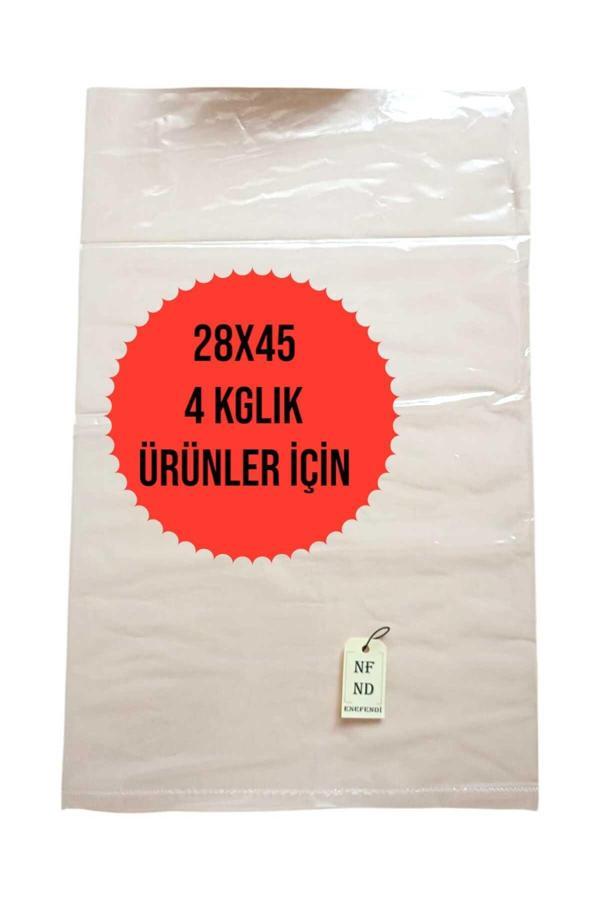 Enefendi 4'Lük Naylon Torba Poşet Alışveriş Sağlam Erzak Şeffaf Bakkaliye Torbası 1 Kg 28X45Cm - Image 1