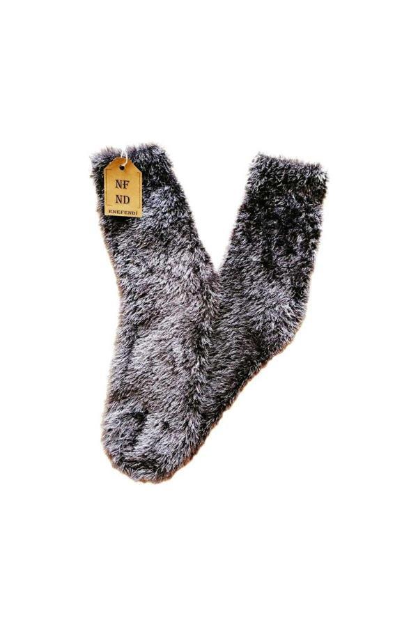 Enefendi Tüylü Kışlık Termal Çorap Dikişsiz Peluş Şık Rahat Füme Ev-Parti Çorabı. - Image 1