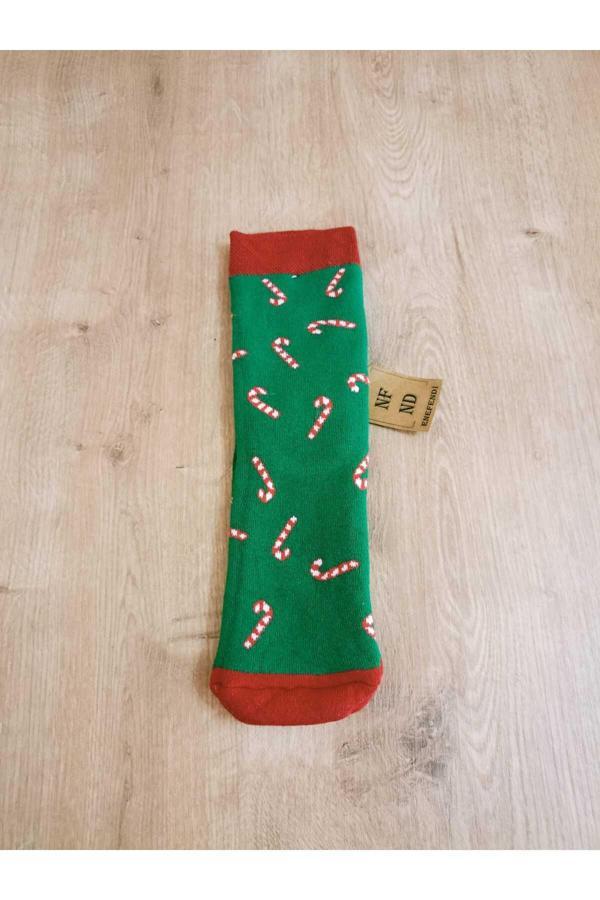 Enefendi Yılbaşı Konseptli Uzun Havlulu Renkli Likralı Soket Çorap Kışlık Yeni Yıl Hediyelik Kadın Çorabı - Image 1