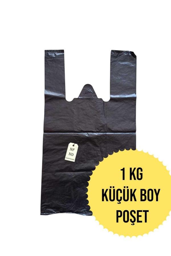 Enefendi Küçük Boy 1Kg Atlet Market Poşeti Siyah Poşet 26X45Cm Sağlam - Image 1