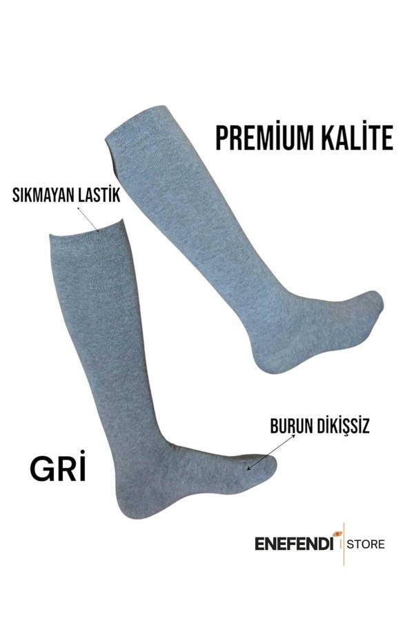 Enefendi Anne Çorabı Dizaltı Lüx Kaliteli Pamuklu Burun Dikişsiz Sıkmayan Lastik Esnek Kadın Çorap Gri - Image 1