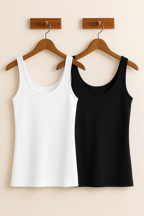 2 Adet Askılı Basic Dar Kesim Atlet Tişört - Image 1
