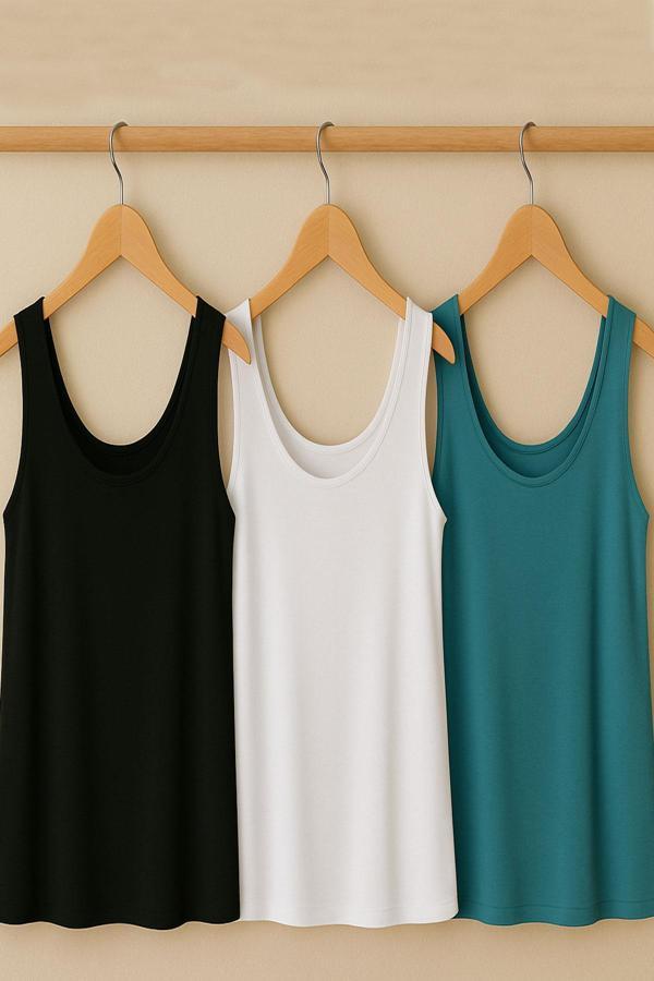 3 Adet A Kesim Pamuklu Kalın Askılı Atlet Tişört - Image 1