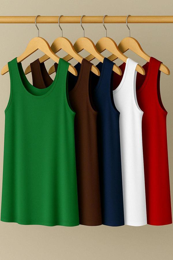 5 Adet A Kesim Pamuklu Kalın Askılı Atlet Tişört - Image 1