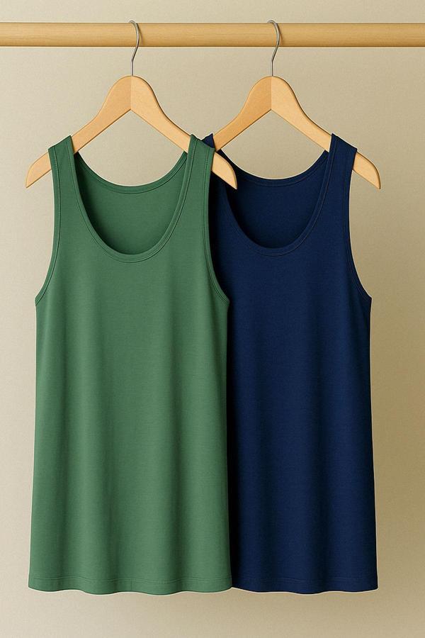 2 Adet A Kesim Pamuklu Kalın Askılı Atlet Tişört - Image 1