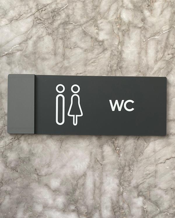 Klasik Seri Mat Antrasit WC Kapı İsimliği Yönlendirme Levhası - Image 1