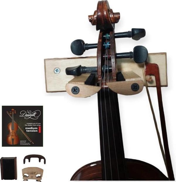 Donizetti Keman Stand + Tel Takımı+ Reçine Rosin + Köprü Tam Boy +Ahşap Susturucu Full Aksesuar Seti - Image 1