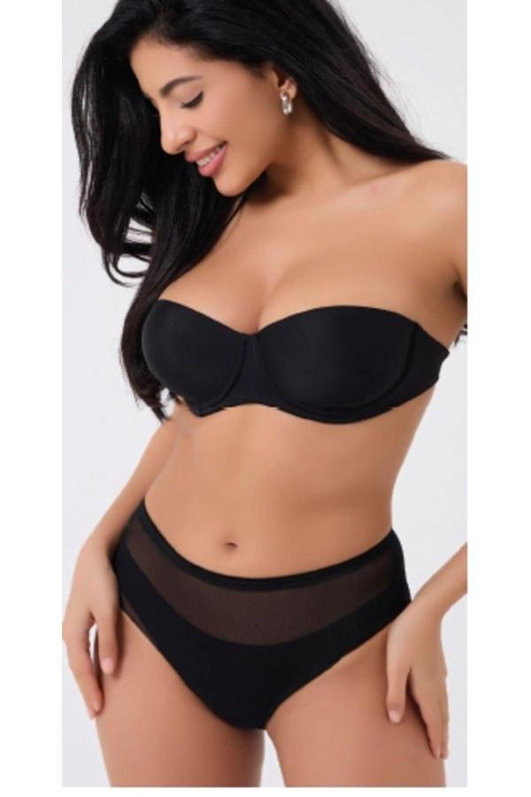 Melonika Freshness 0025 Lazer Kesim Tül Yüksek Bel Bato Korse Siyah S - Image 1