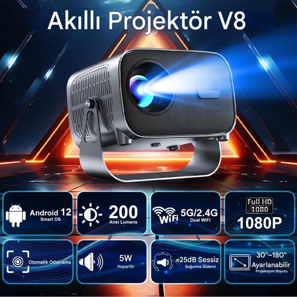 Jhy Xiaomi V8 Taşınabilir Android 12 2.69 inç 4K HD 720P Akıllı Projektör 2025 - Image 1