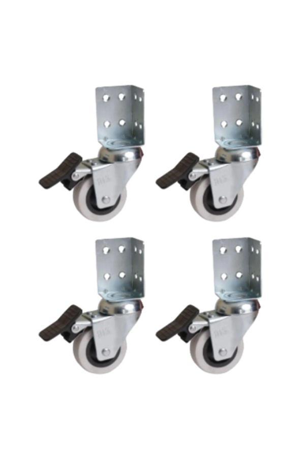 Hts 334L- Çift Bilyalı Tabla Bağlantılı Frenli Pvc Teker 4 Ad. - Image 1