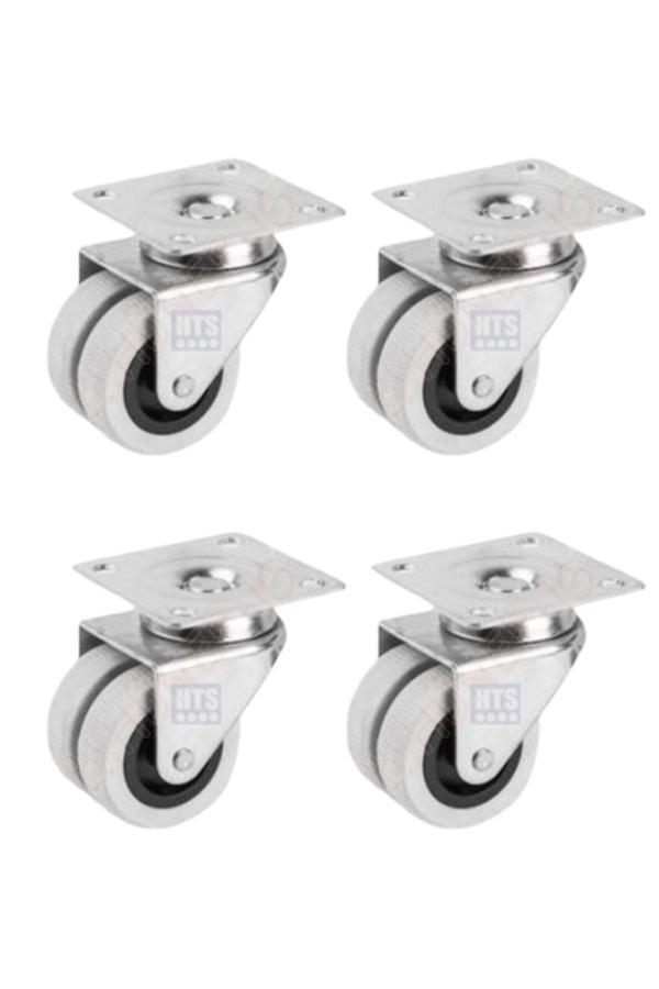 Hts 336- Tabla Bağlantılı Gri Pvc Kaplama 50Mm Mobilya Teker 4 Ad. - Image 1