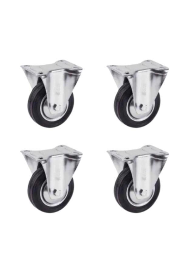 Hts 608- Sabit Bağlantılı 125 Mm Galvanz Kaplama Kauçuk Teker 4 Ad. - Image 1